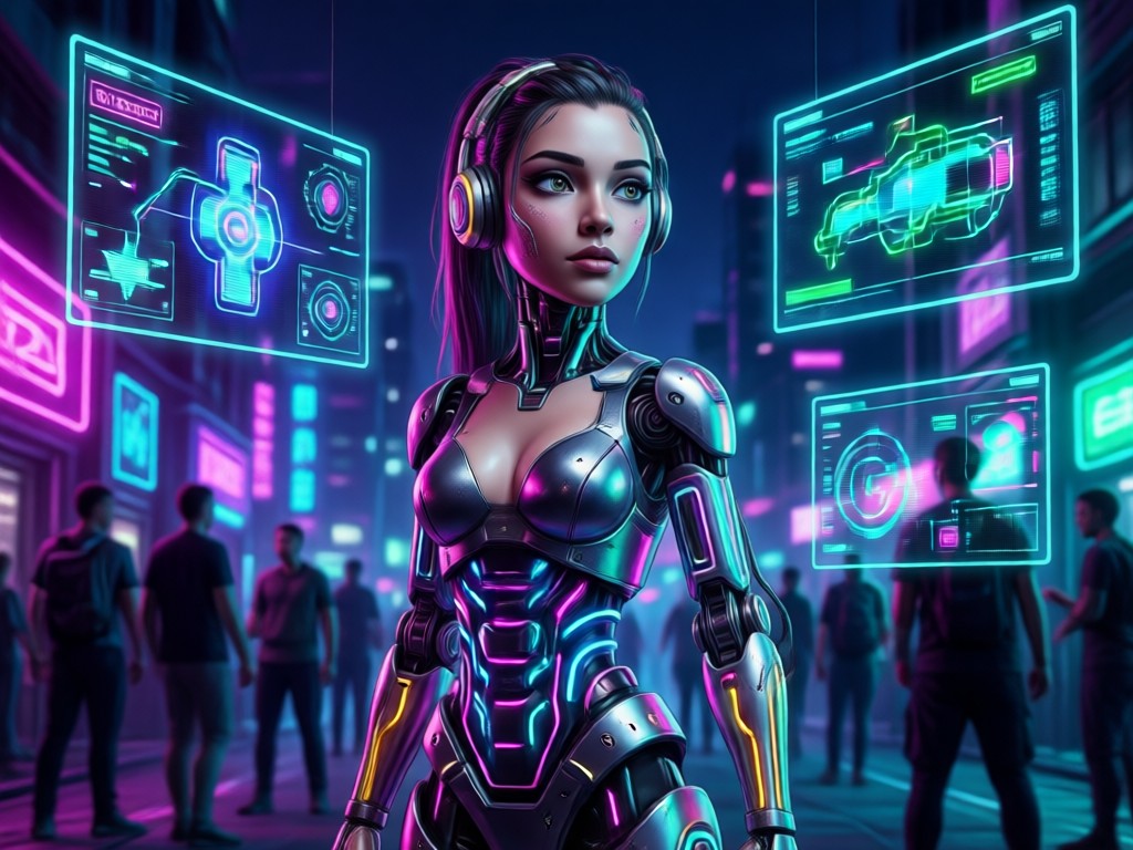 AI model girl animation showing a smile and blink