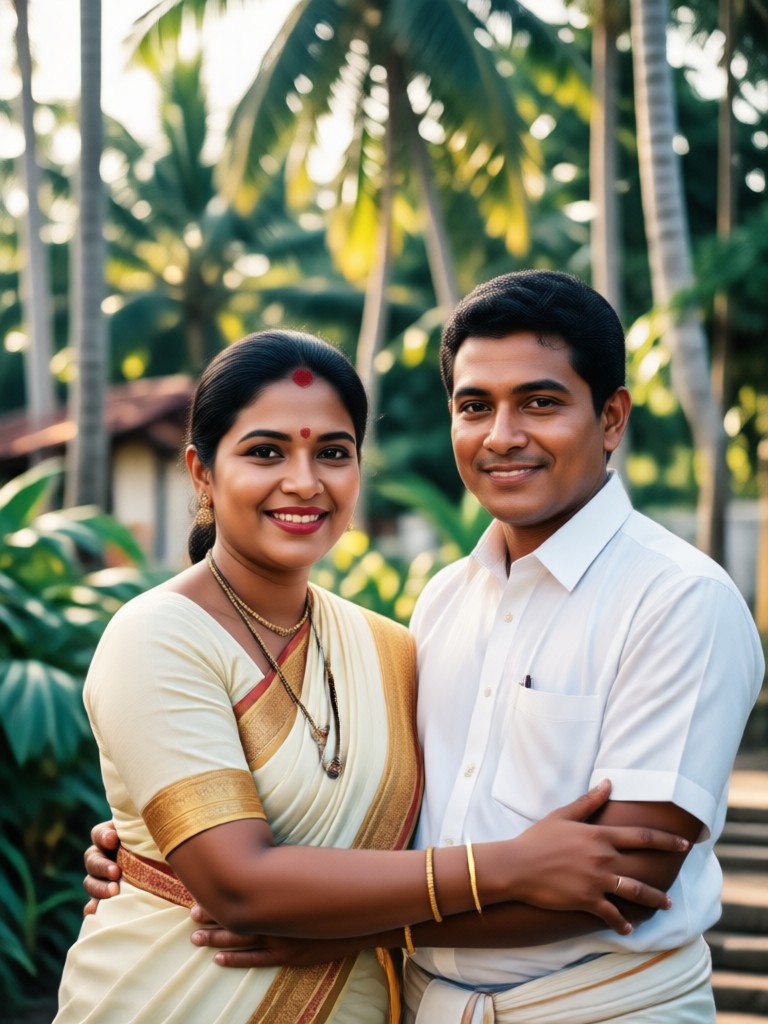 AI generated close up of Kerala couple smiling
