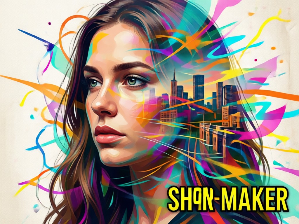AI blending two images into a double exposure portrait