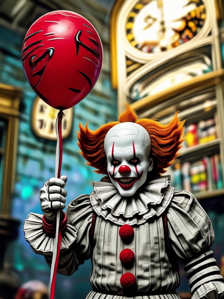Side by side comparison of original photo and AI Pennywise result
