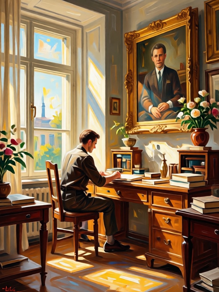 Family portrait as classical oil painting