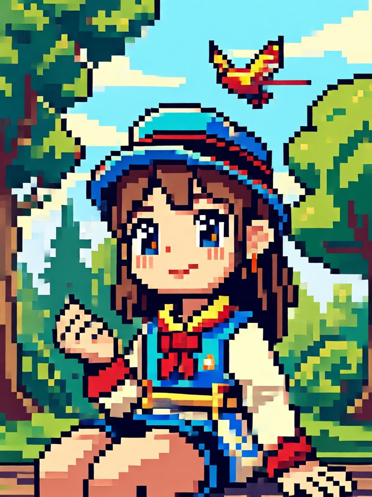 Pixel art character with animation