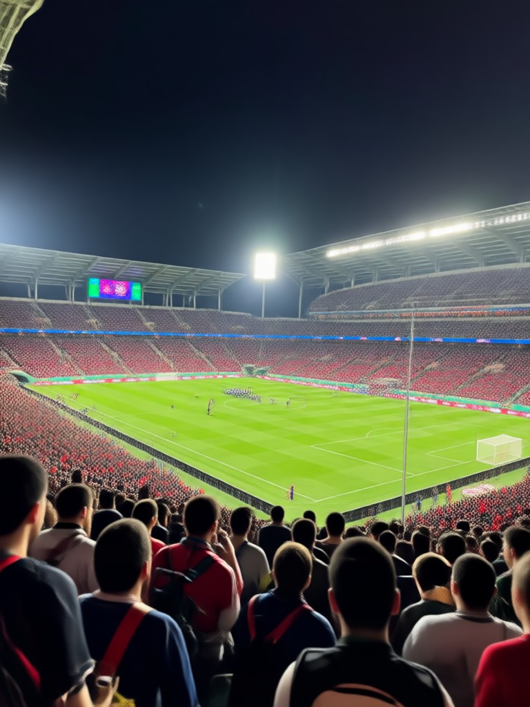 Night game stadium lighting effect generated by AI