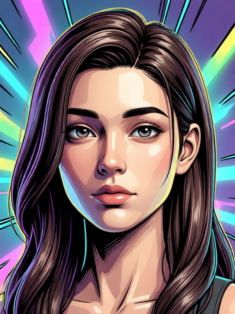 Aplicativo móvel mostrando criação de retrato 3D em quadrinhos