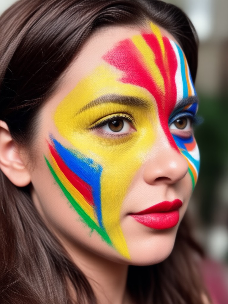 Fan holding phone showing face paint generator result