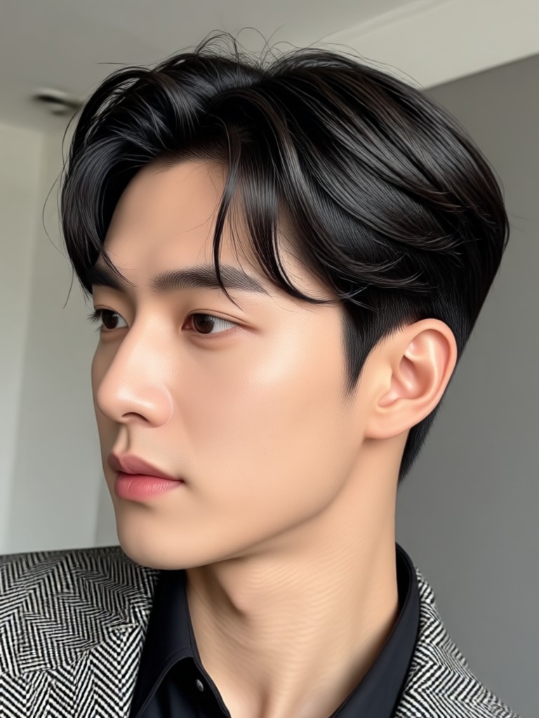 Side swept Korean male hairstyle preview