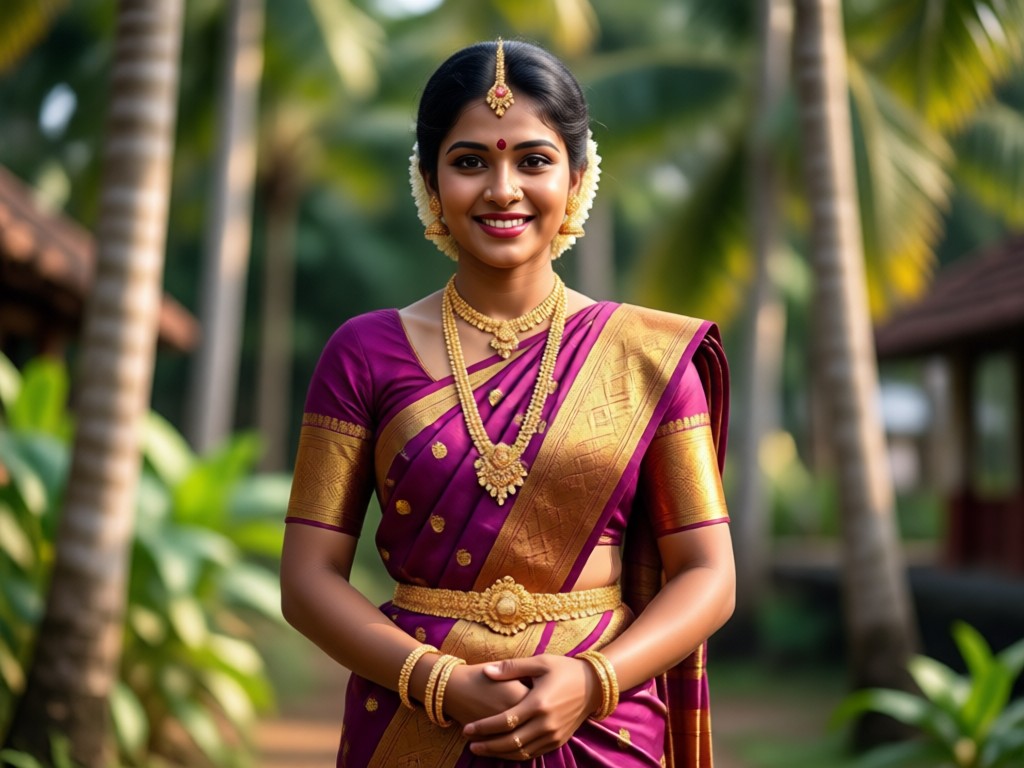 AI adding traditional Kerala gold jewelry and accessories