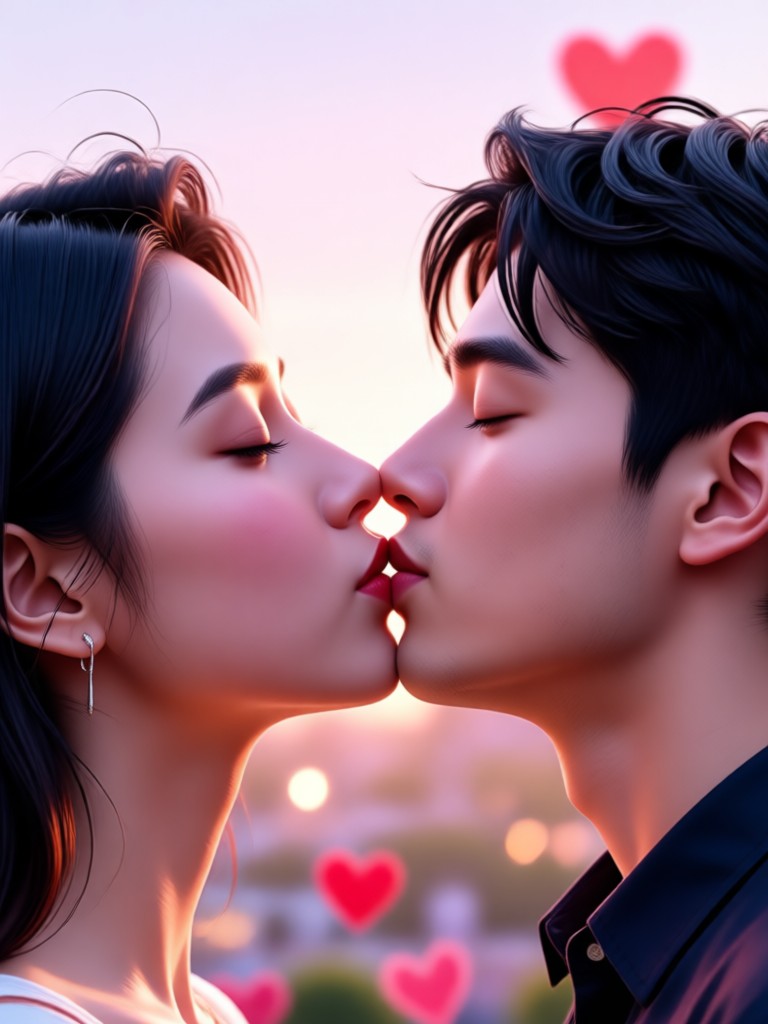 Realistic couple kiss video generated for a gift