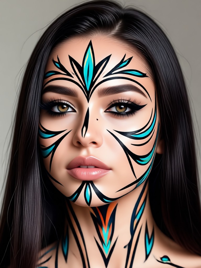 kräftige Tinten-Body-Art-Umwandlung auf Mädchenporträt