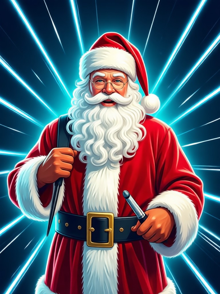 Cinematic Santa portrait with snow