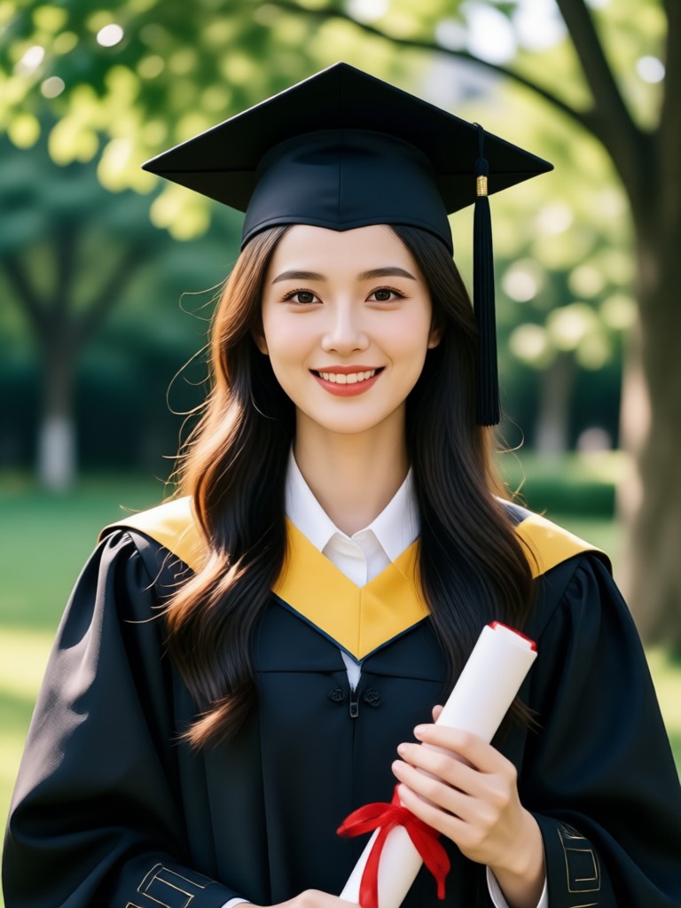 Black and white AI graduation portrait