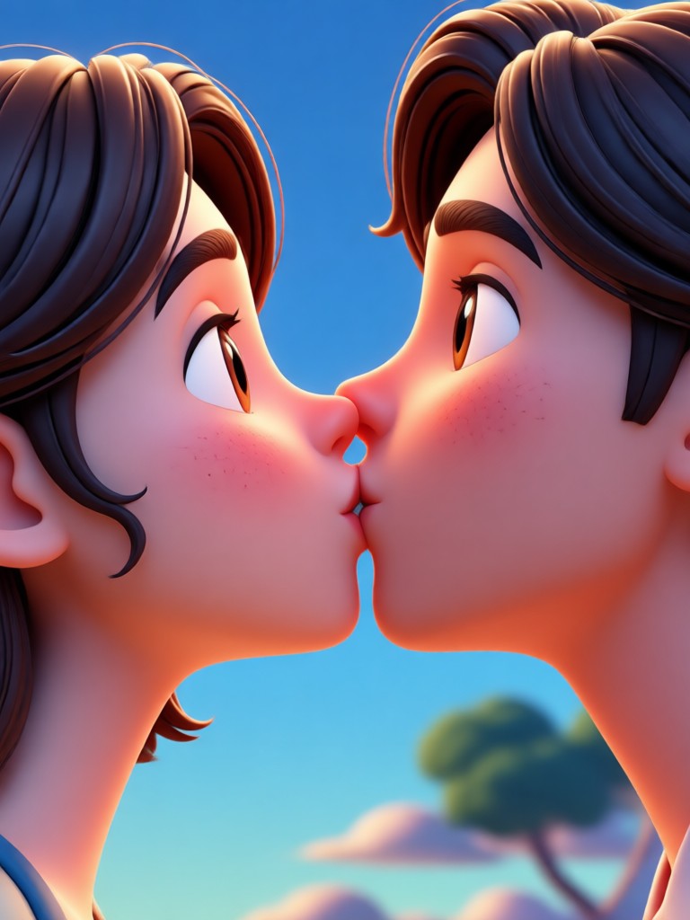 Sweet first kiss animation style