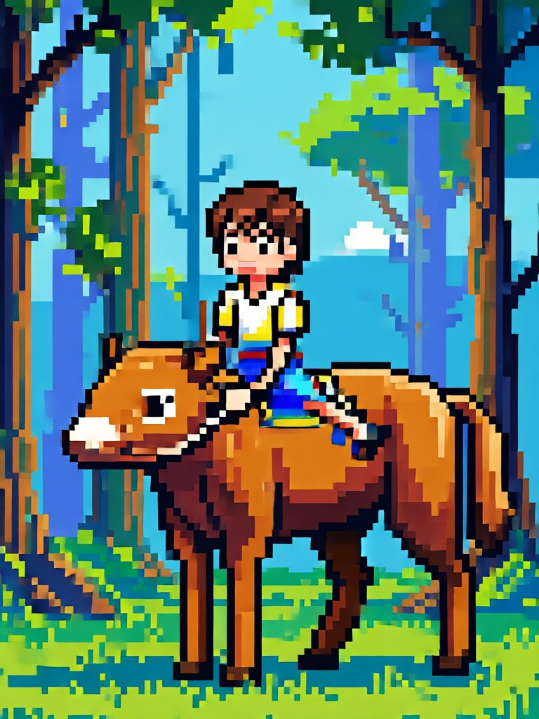Fantasy scene in pixel art style