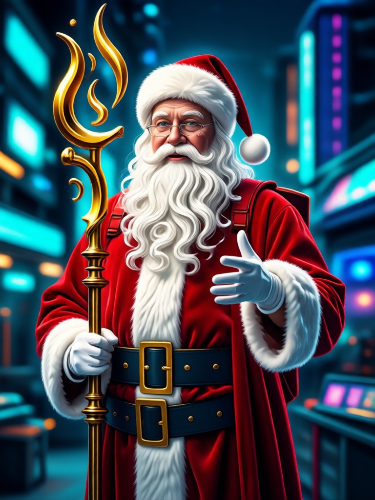 Woman with AI Santa transformation