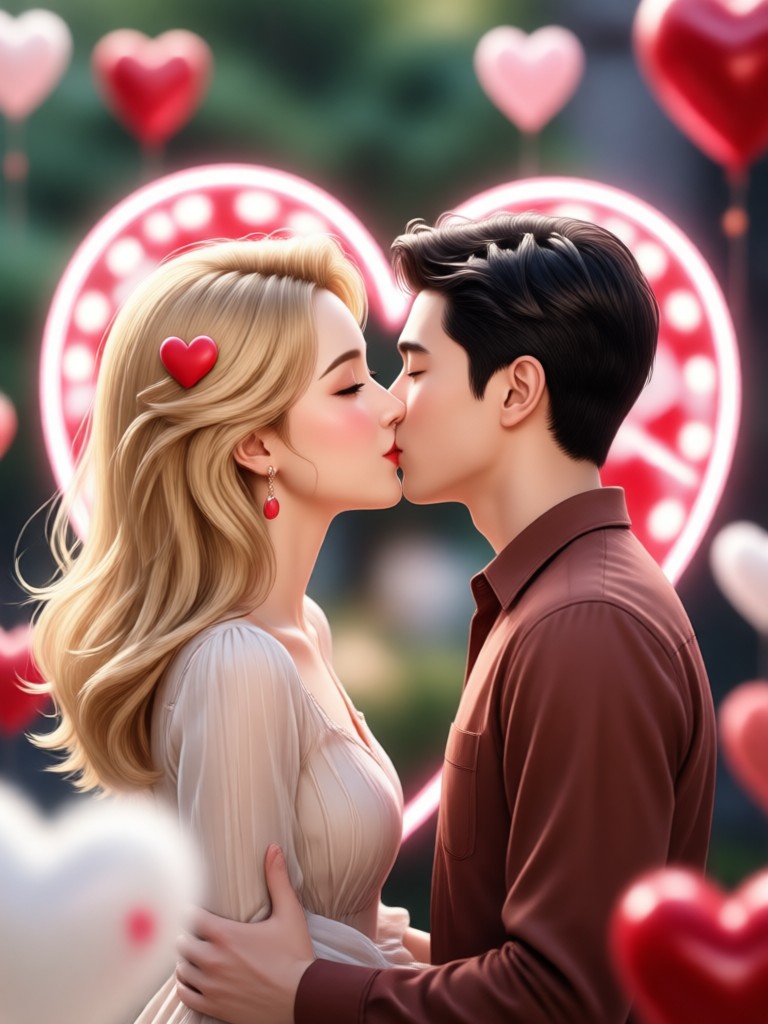 Valentine message with animated kiss