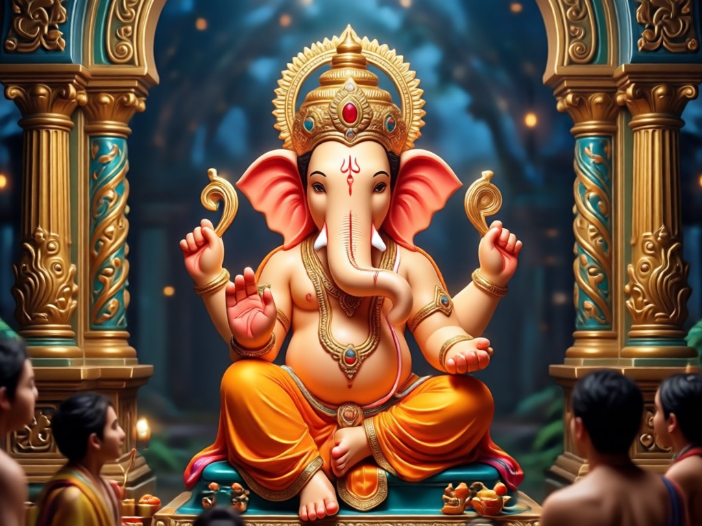 AI generated Ganpati immersion scene