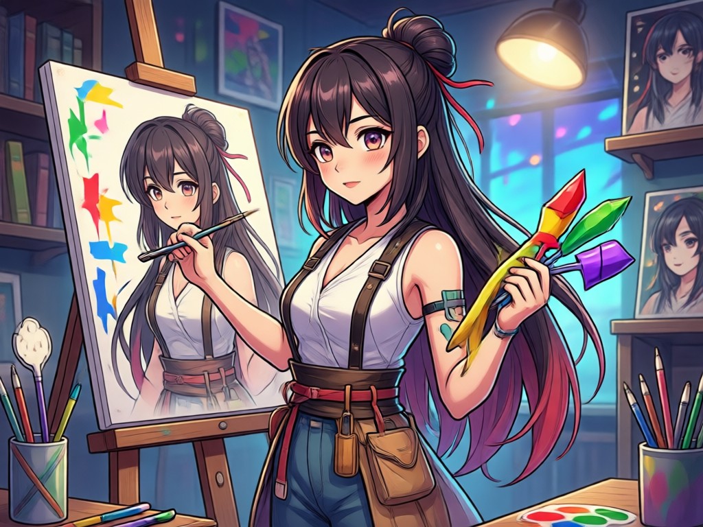 Same anime character in different outfits and poses
