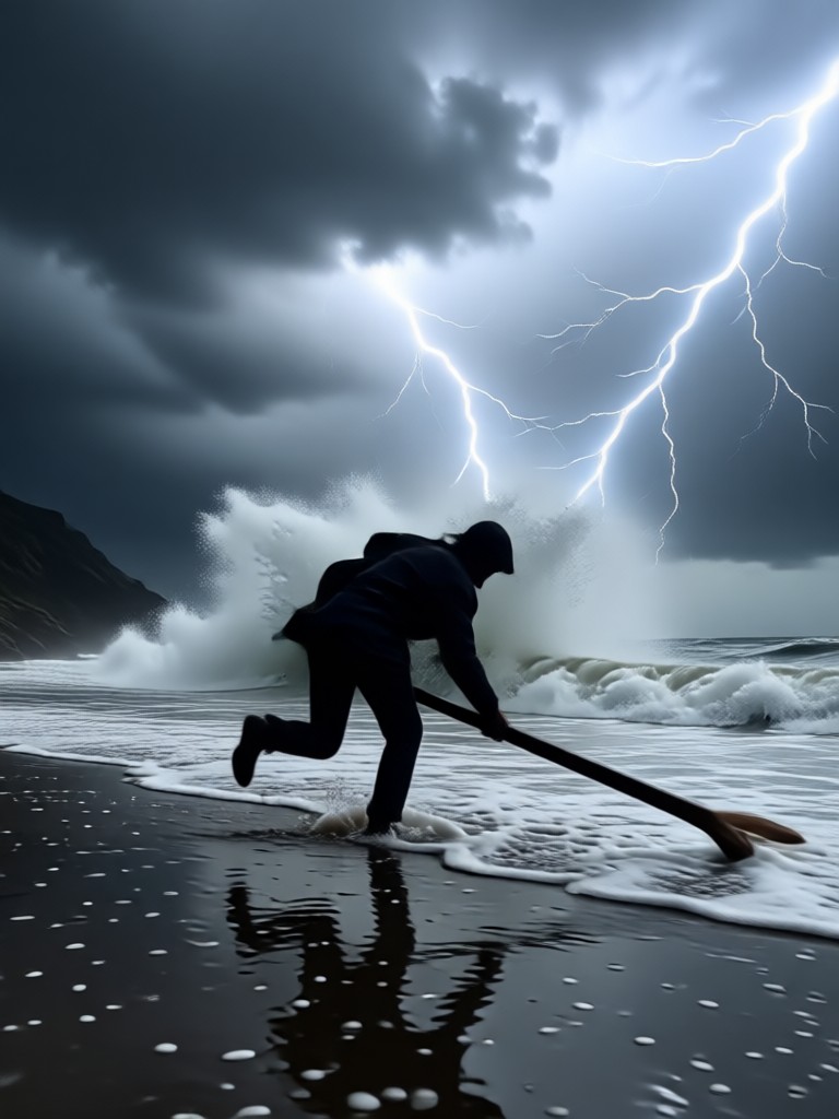 Dramatic lightning storm hug video effect