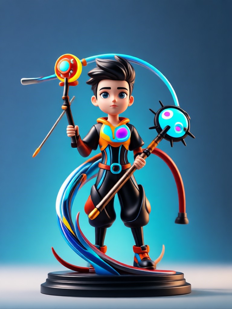 A 3D figurine with intricate costume details and painting