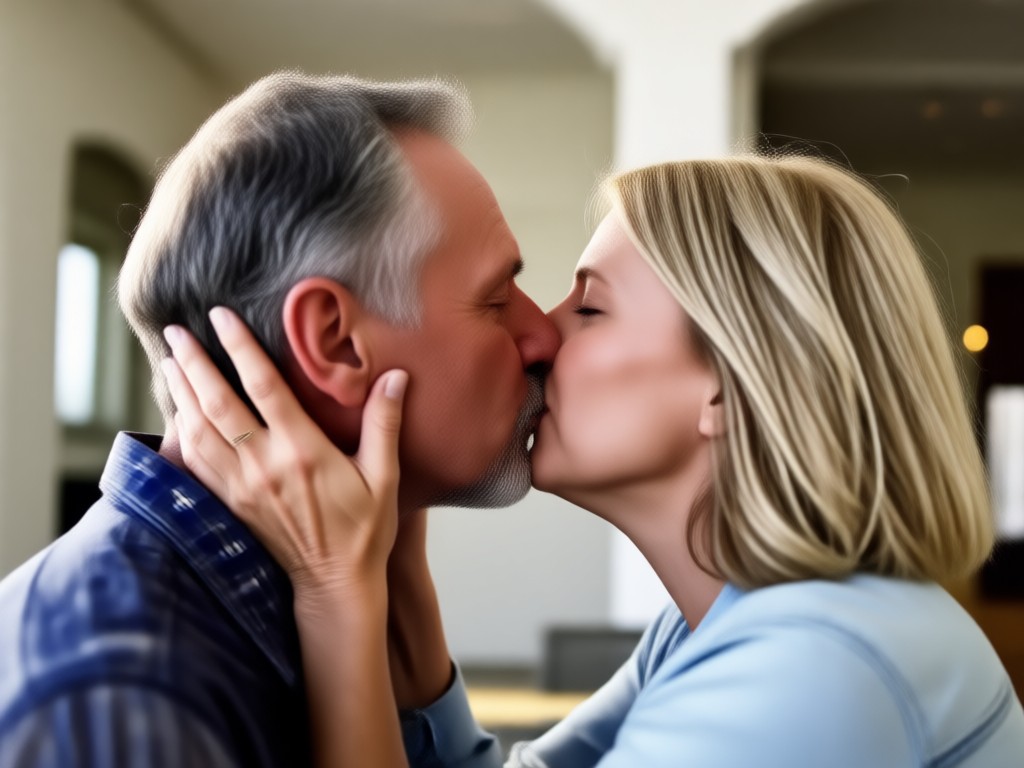 AI transforming a senior couple photo into a kissing video