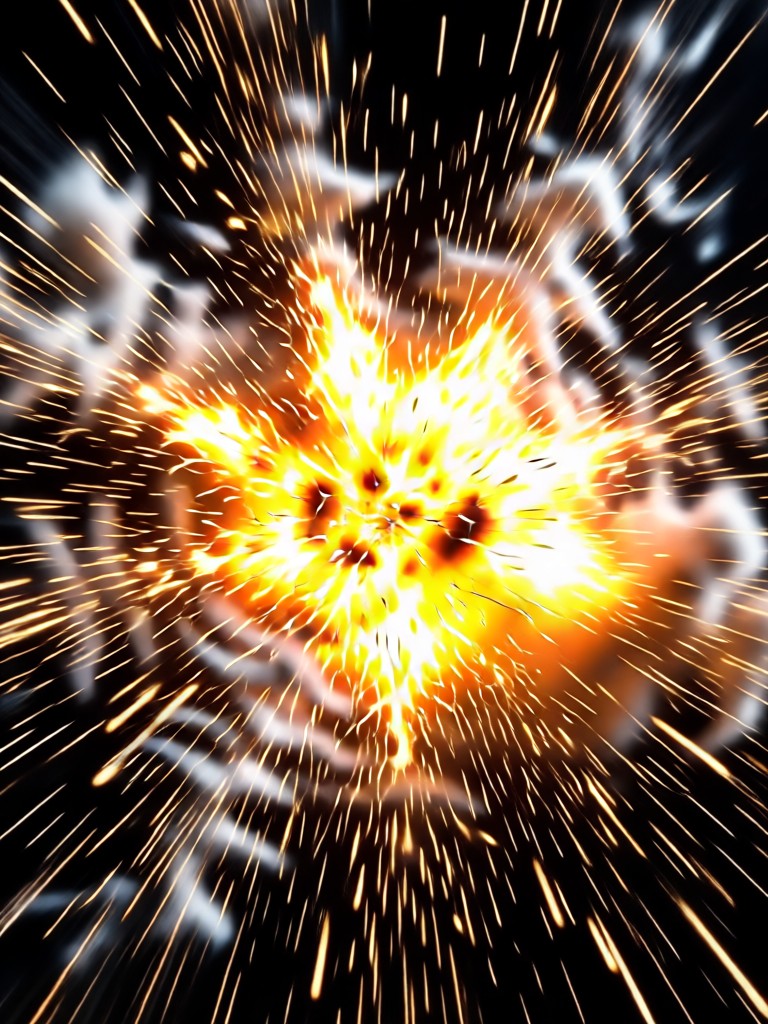 Military soldier advancing past an explosion