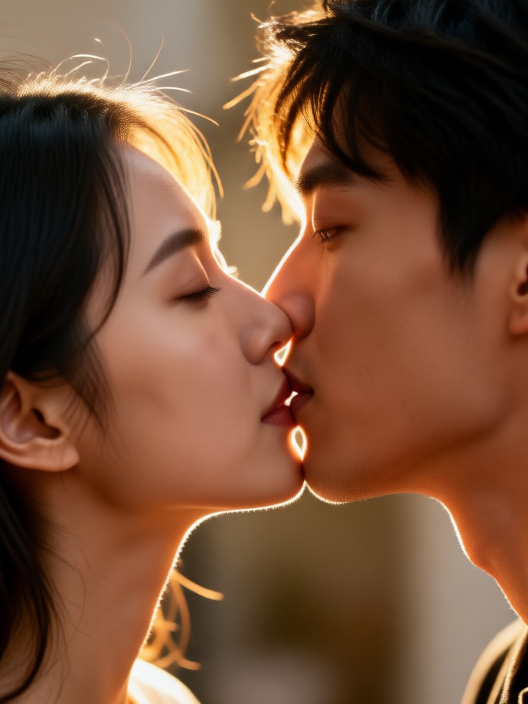 Dreamy fairy tale kiss scene generated