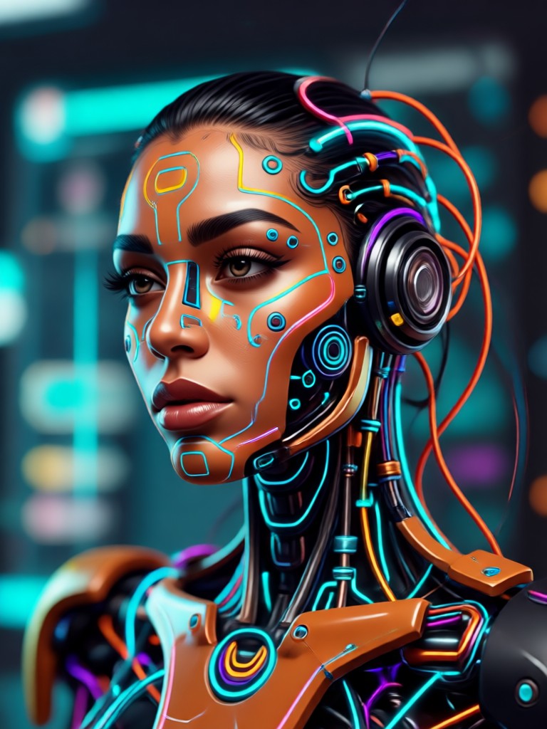 Cyberpunk styled Latina character