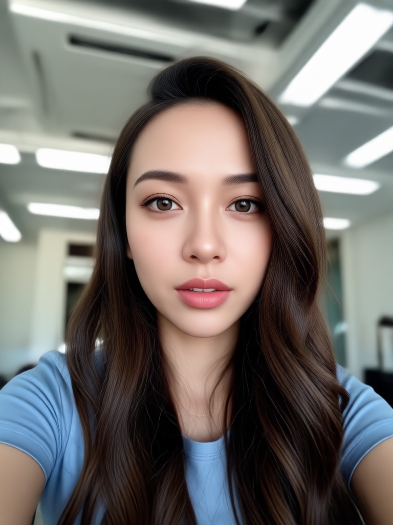 카페에서 셀럽과 함께한 캐주얼 AI 셀카