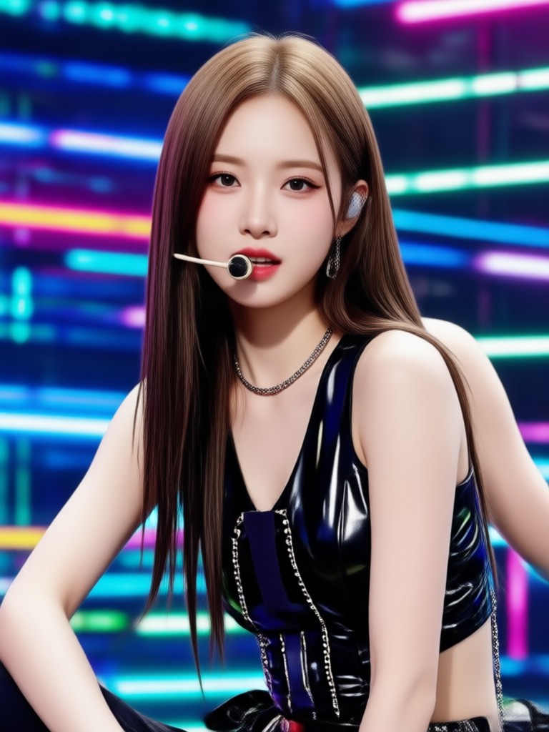Dark concept powerful K Pop rapper AI image
