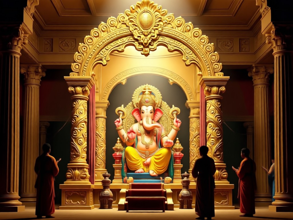 Photo realistically placed inside an ornate pandal