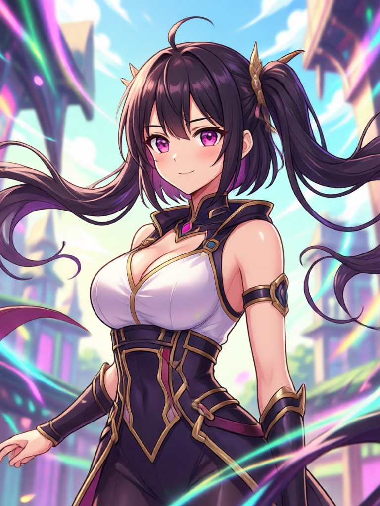Arte anime gerada a partir de um prompt de texto descrevendo uma garota mágica