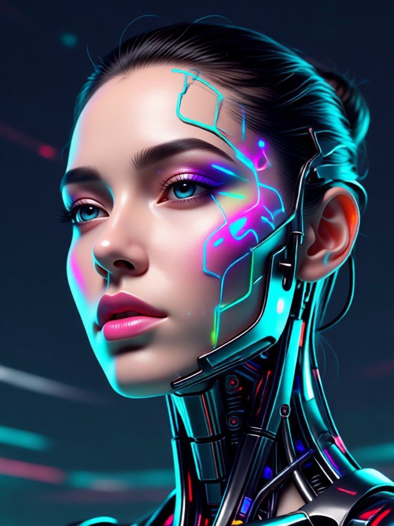 Cyberpunk neon aesthetic AI generated woman