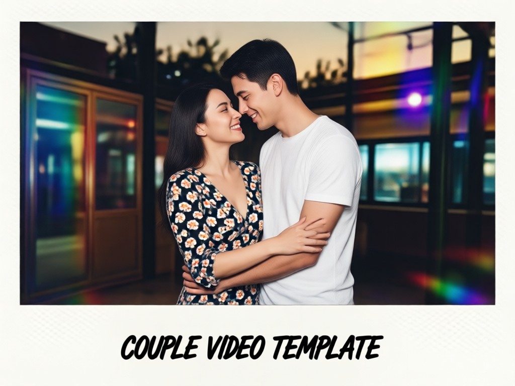 Template reel Polaroid untuk pasangan di layar ponsel
