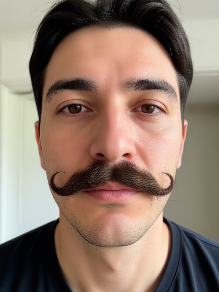 Sebelum dan sesudah menambahkan kumis pensil tipis