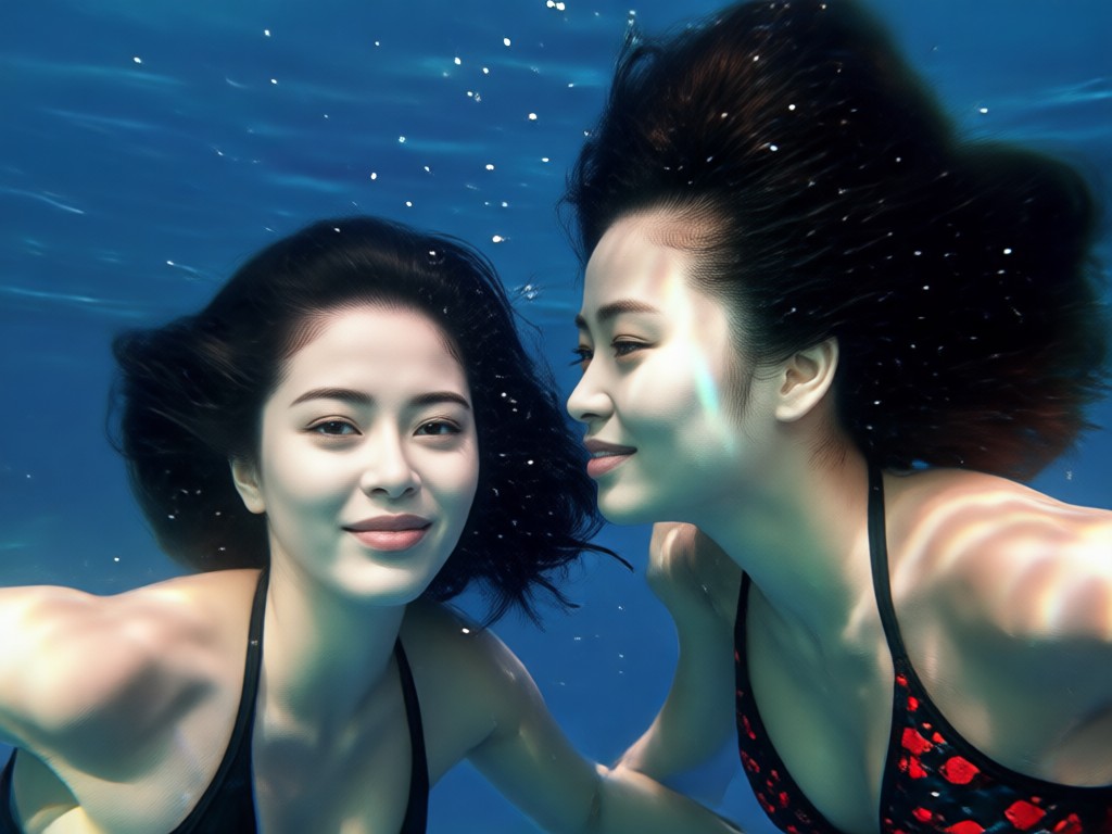 Simple one click transformation from regular photo to underwater portrait