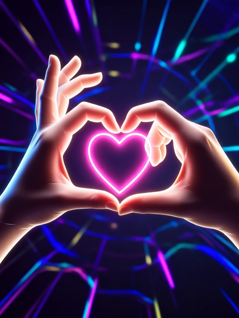 Anime style finger heart with sparkles