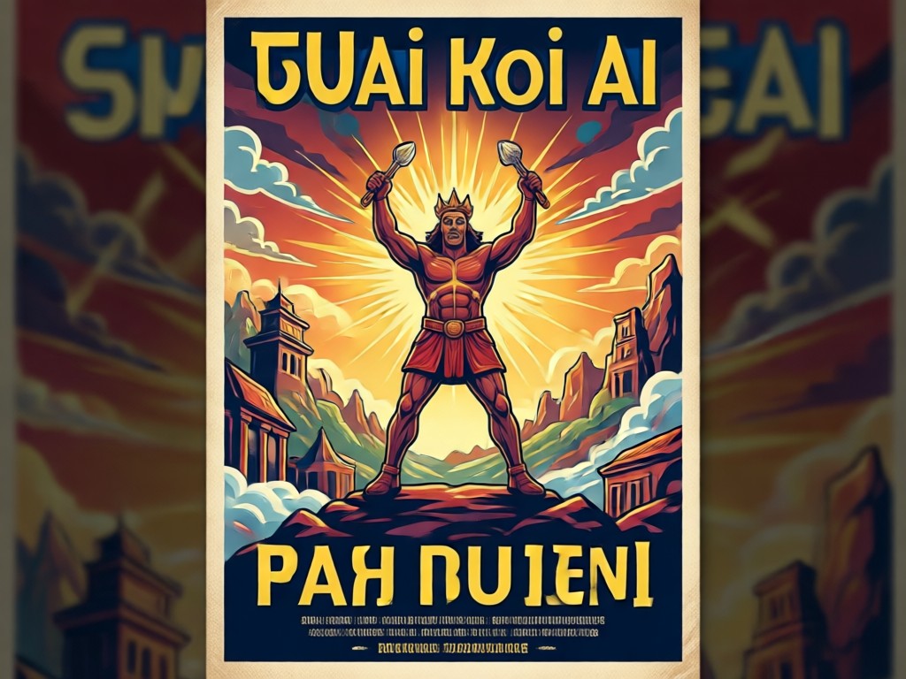 Student using phone to create AI hero poster