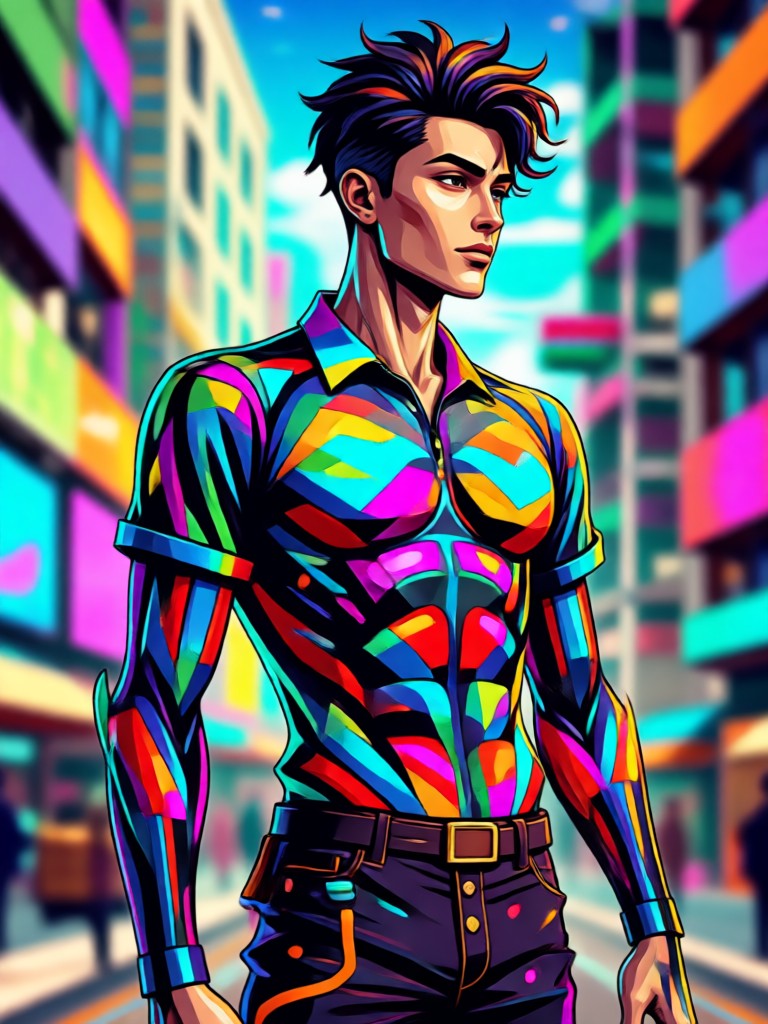 Desain kaos gaya anime kustom AI pada mockup