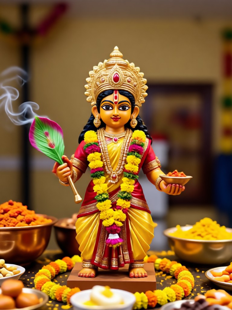 Für Varamahalakshmi gekleidete Kinder in AI-Foto