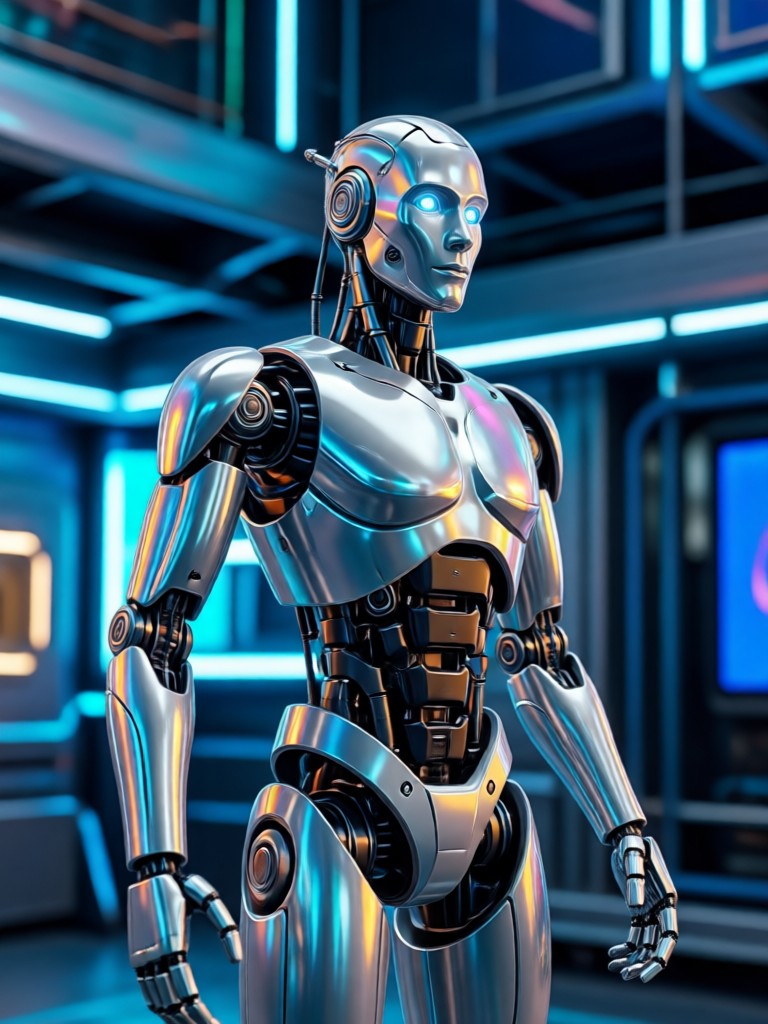 Karakter sci-fi dibuat dengan filter robot AI