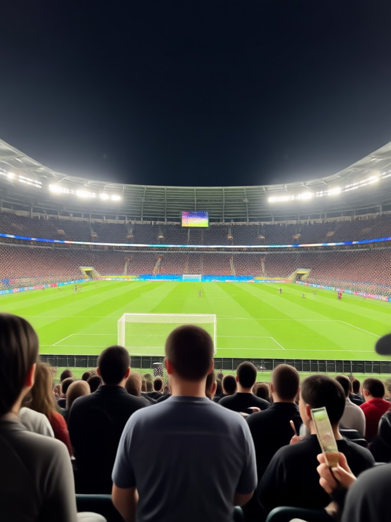 Soccer player stadium effect with crowd