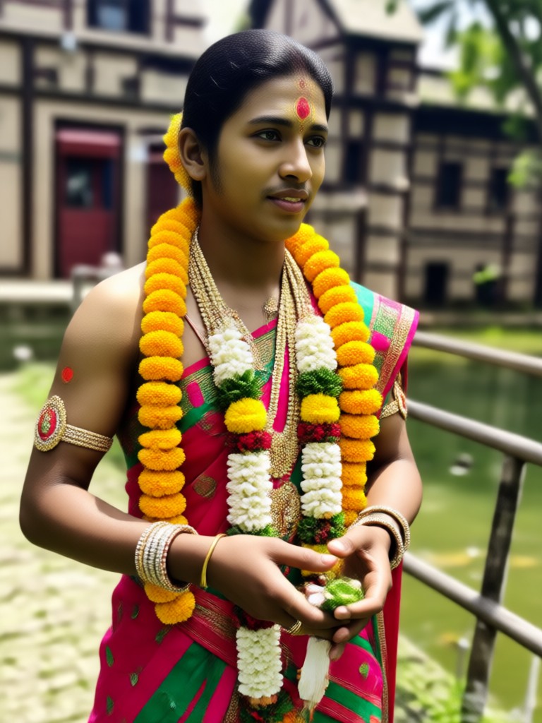 तीज समारोह की AI जनरेटेड वॉटरकलर पेंटिंग