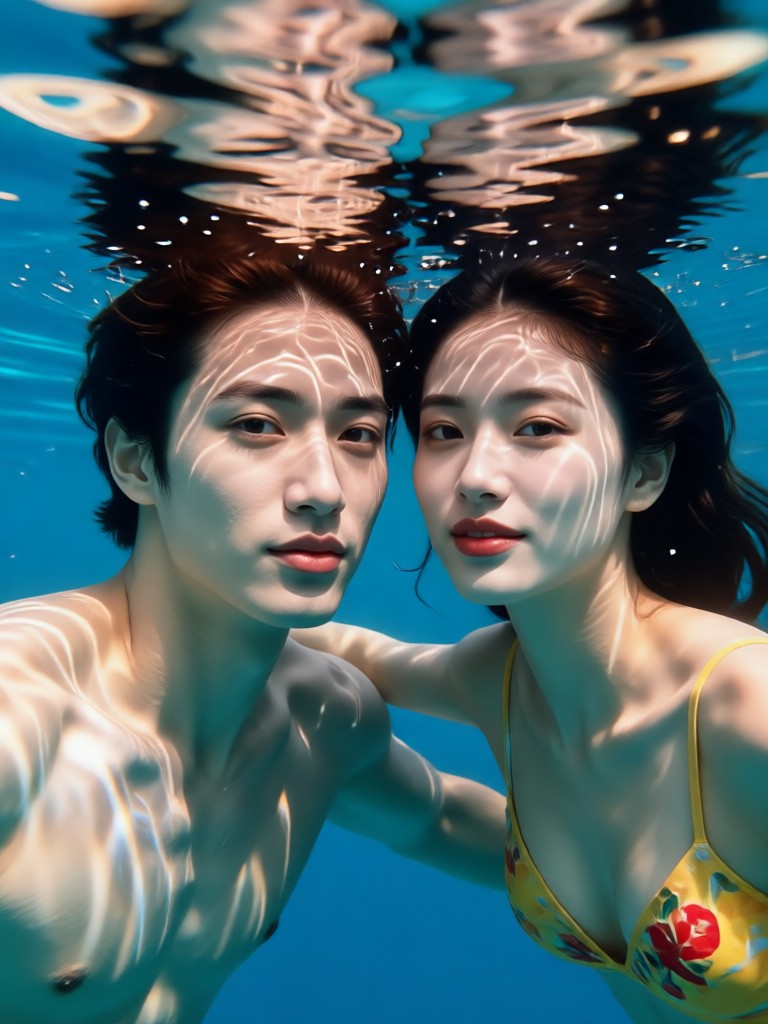 Fantasy themed underwater couple portrait