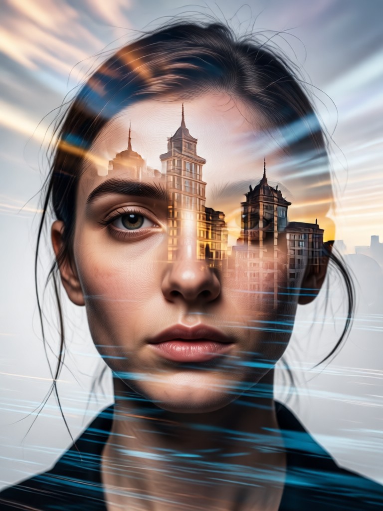 urban street art double exposure