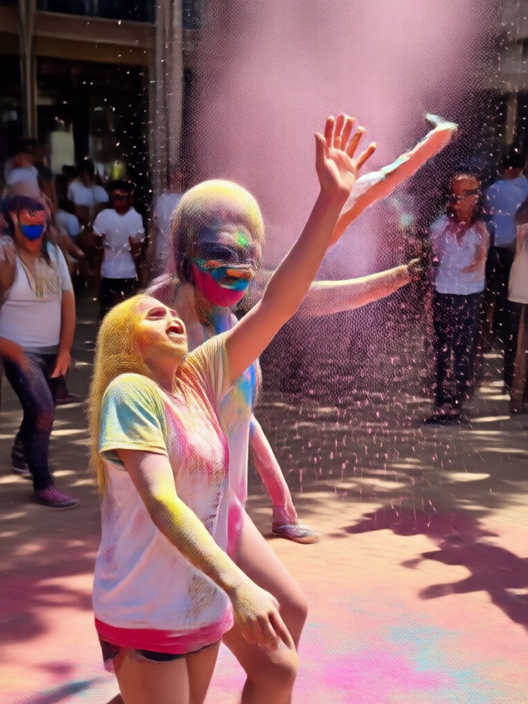 Mobile app showing AI Holi photo editing interface