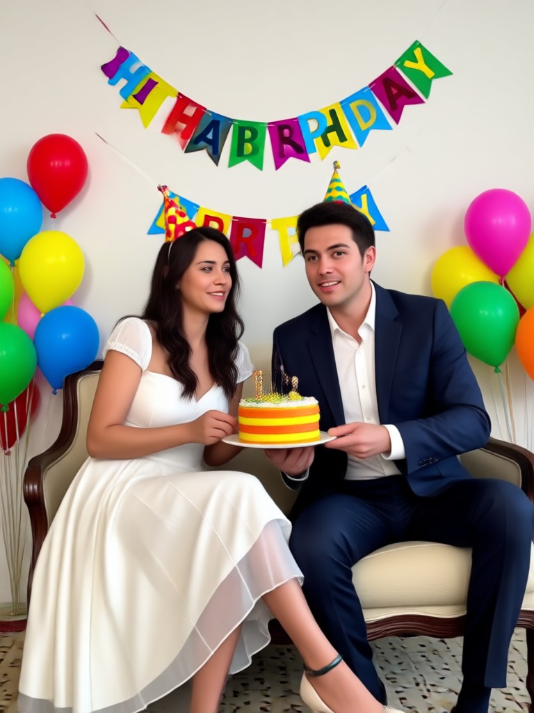 Couple with sparkling candlelight birthday template