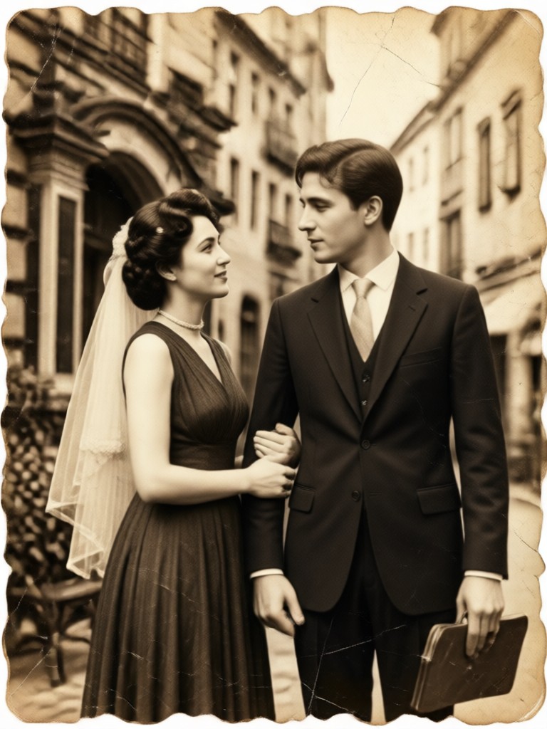 Sepia tone engagement video with film scratches