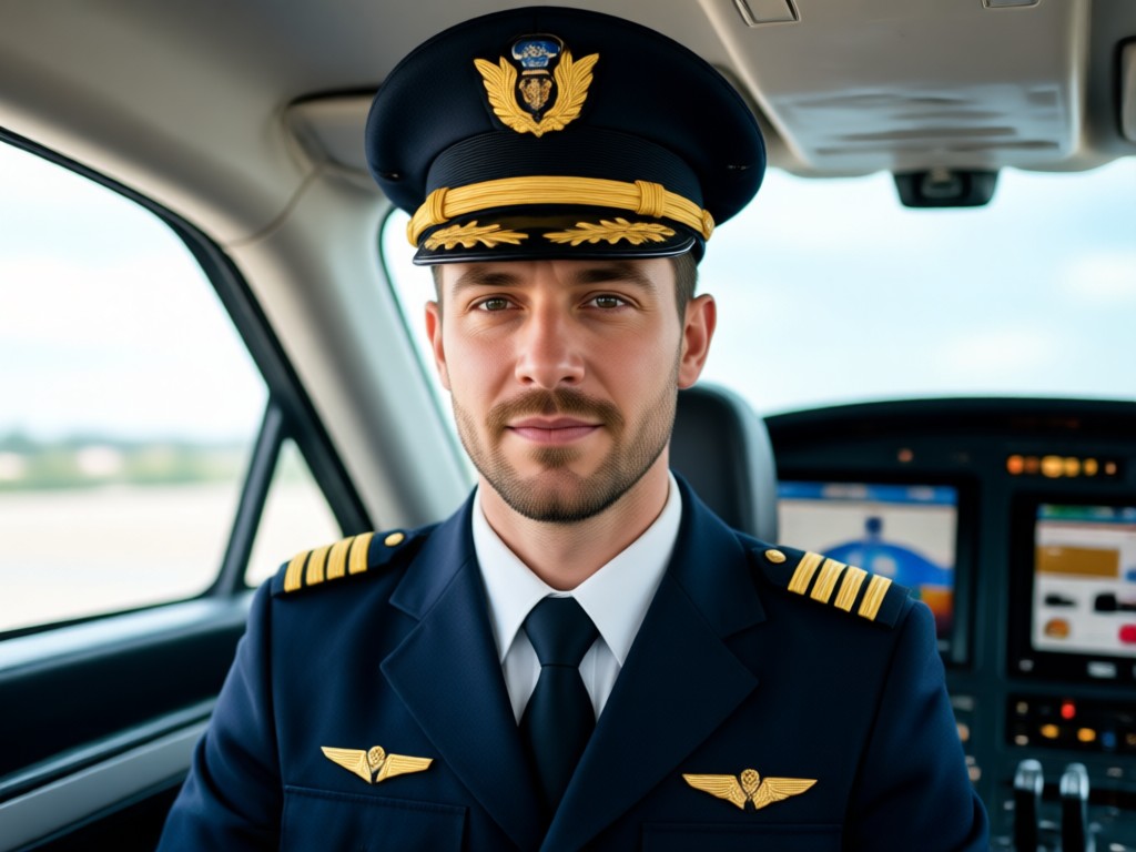 Uniforme de piloto com IA aplicado a uma foto em grupo