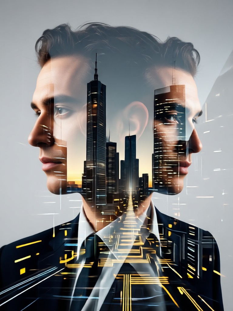Two photos double exposure artistic image