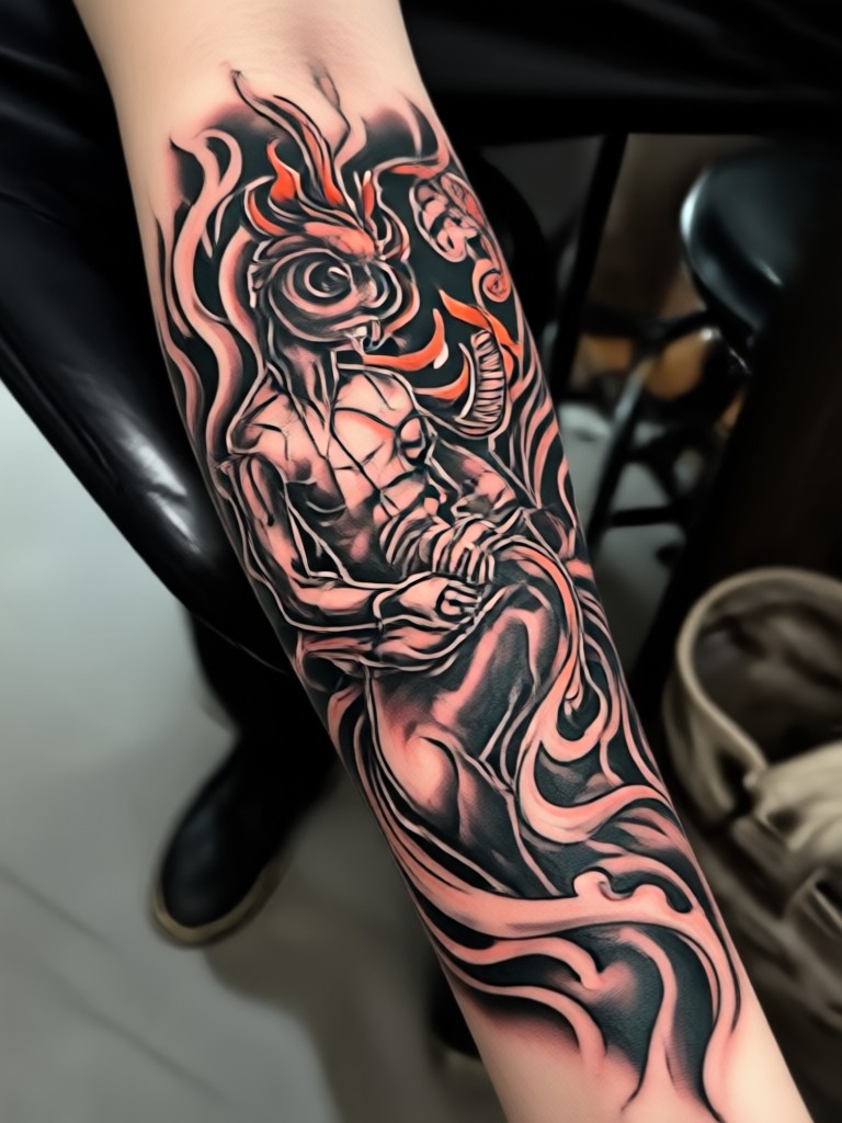 Watercolor style abstract splatter tattoo